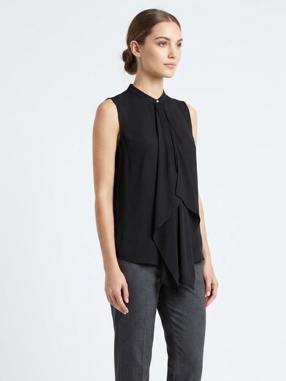 H&M Top Black Draped Sleeveless Blouse